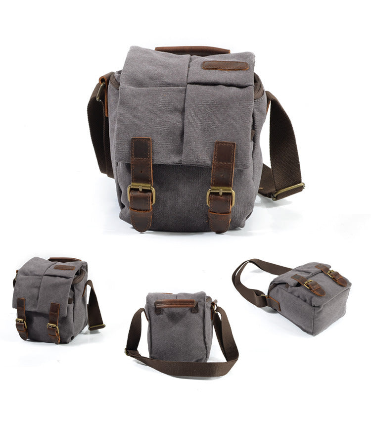 Bolso BALI para cámara de lona y cuero vintage impermeable.