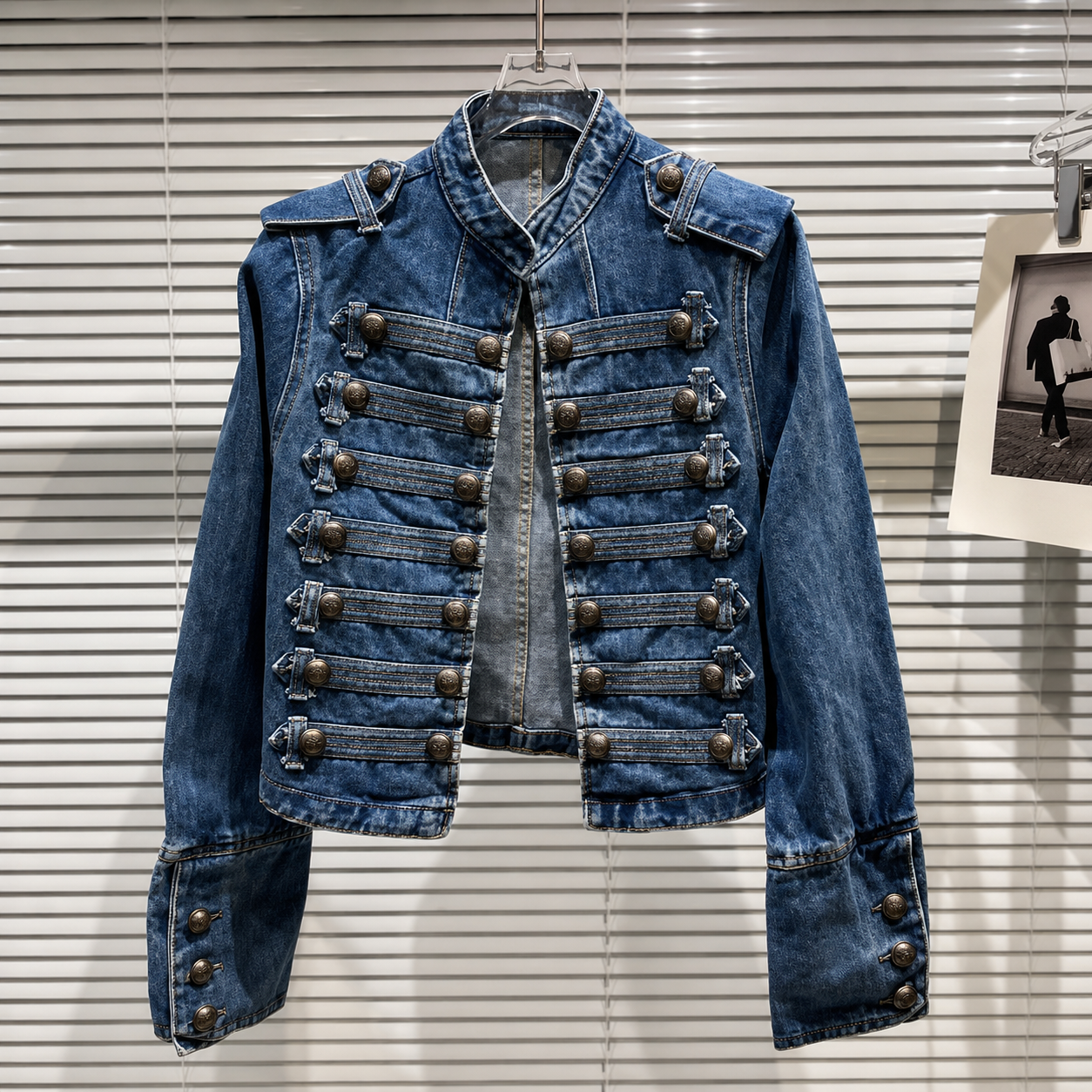 Chaqueta SOLANA estilo militar de denim, mezclilla.