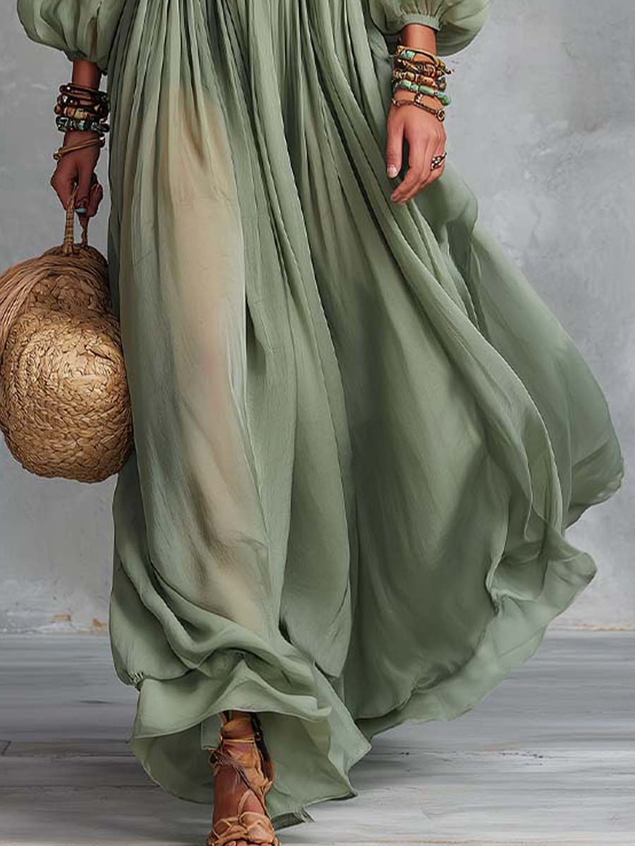 Élodine™ | Vestido largo bohemio con estampado flora
