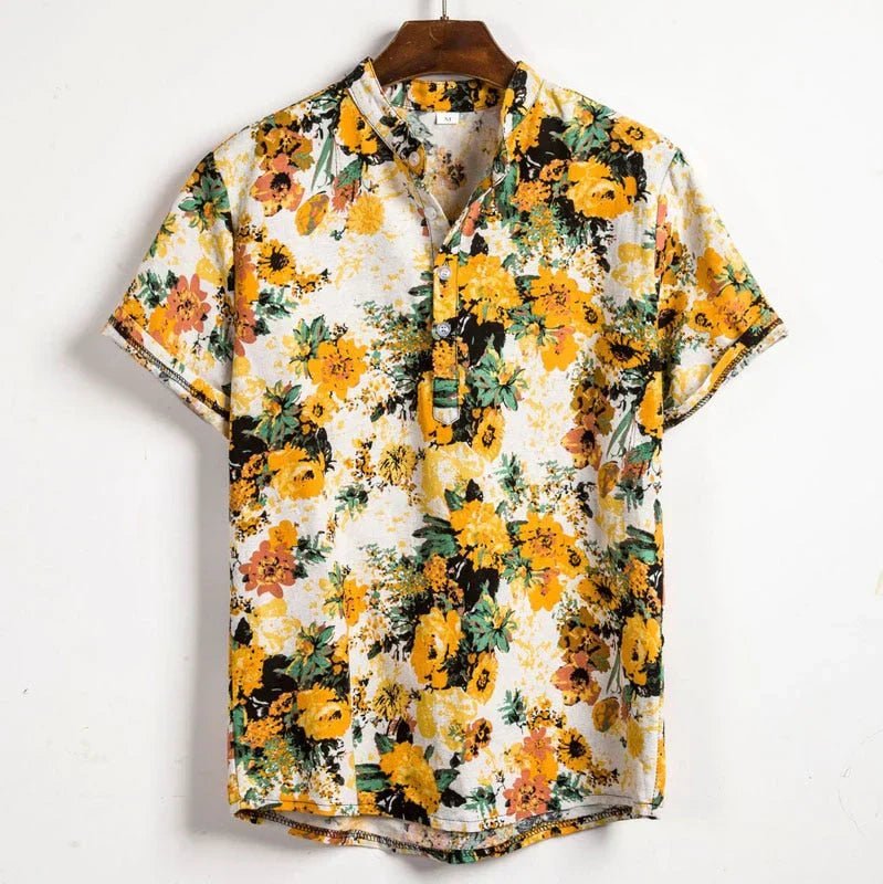 Camisa NOHA Hombre Manga Corta | Camisa Casual Cuello Mandarín Verano Elegante