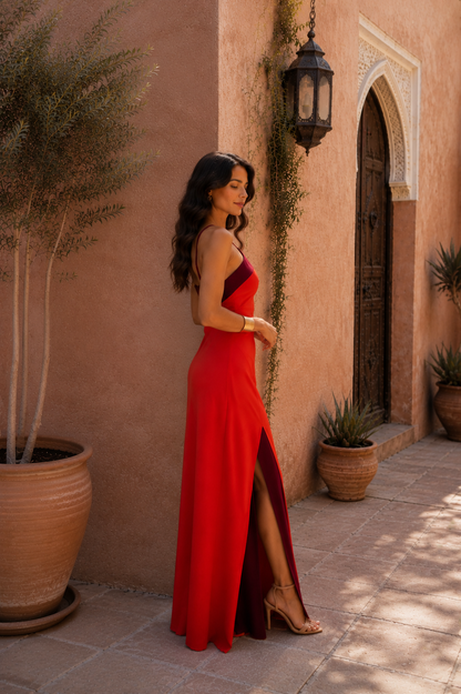 Vestido JULIANA  largo halter con abertura