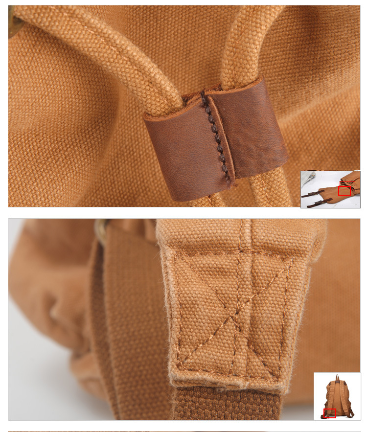 Mochila informal CAIRO de lona y cuero con gran capacidad de almacenamiento estilo retro