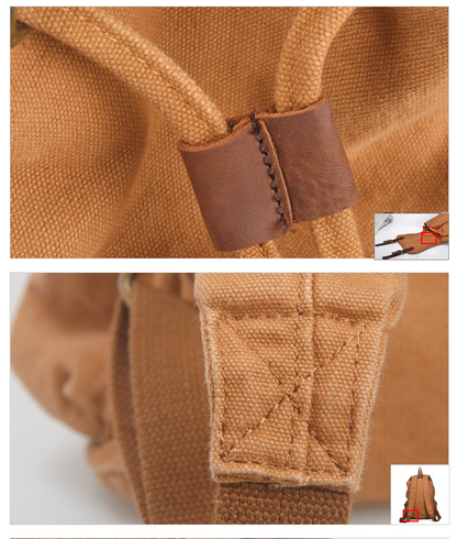 Mochila informal CAIRO de lona y cuero con gran capacidad de almacenamiento estilo retro