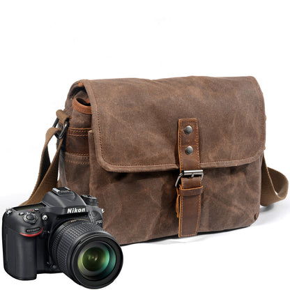 Bolsos de hombro LAGOS de lona encerada con diseño retro de cámara