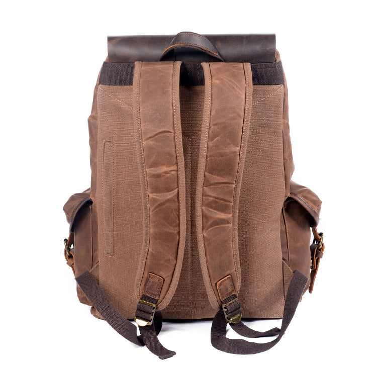 Mochila ANDES de senderismo informal de lona encerada con cordón ajustable estilo vintage