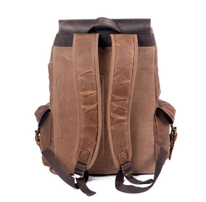 Mochila ANDES de senderismo informal de lona encerada con cordón ajustable estilo vintage