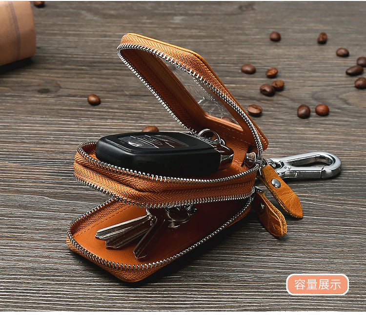 Fundas de cuero vintage para llaves de coche con doble cremallera.