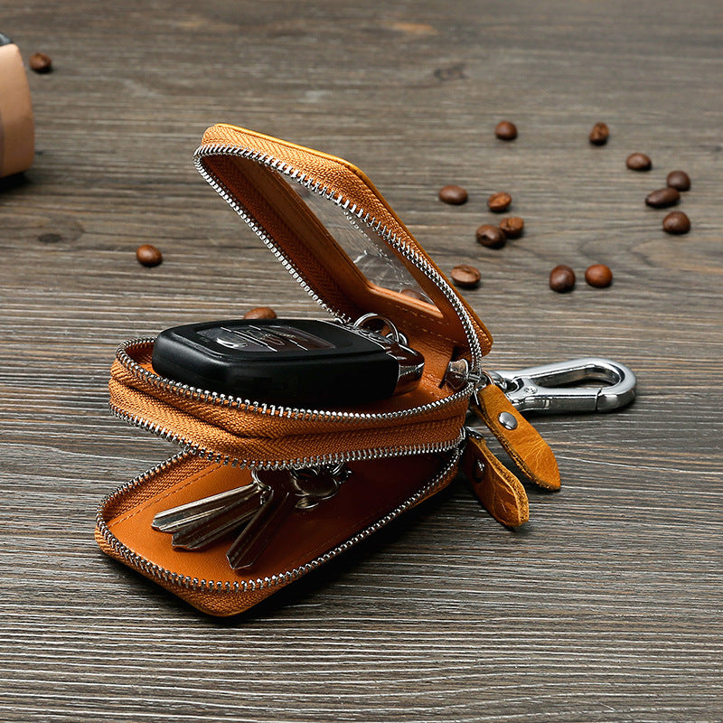 Fundas de cuero vintage para llaves de coche con doble cremallera.