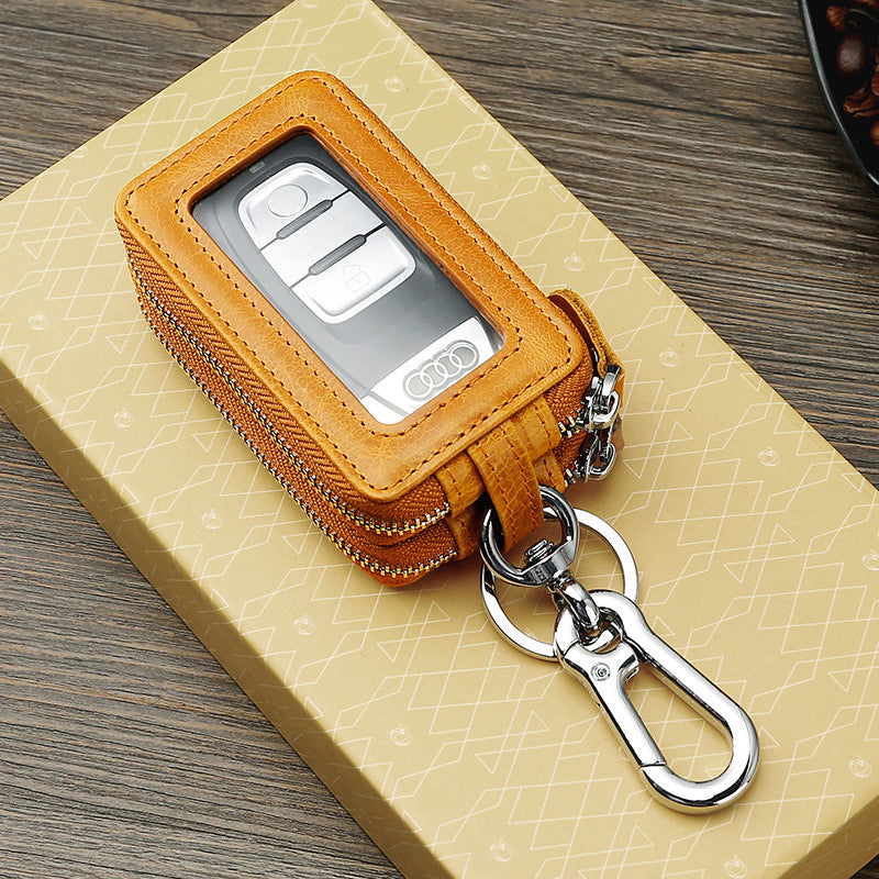 Fundas de cuero vintage para llaves de coche con doble cremallera.