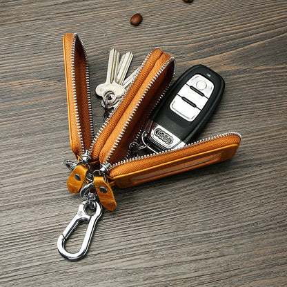 Fundas de cuero vintage para llaves de coche con doble cremallera.
