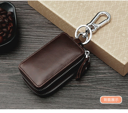 Fundas de cuero vintage para llaves de coche con doble cremallera.