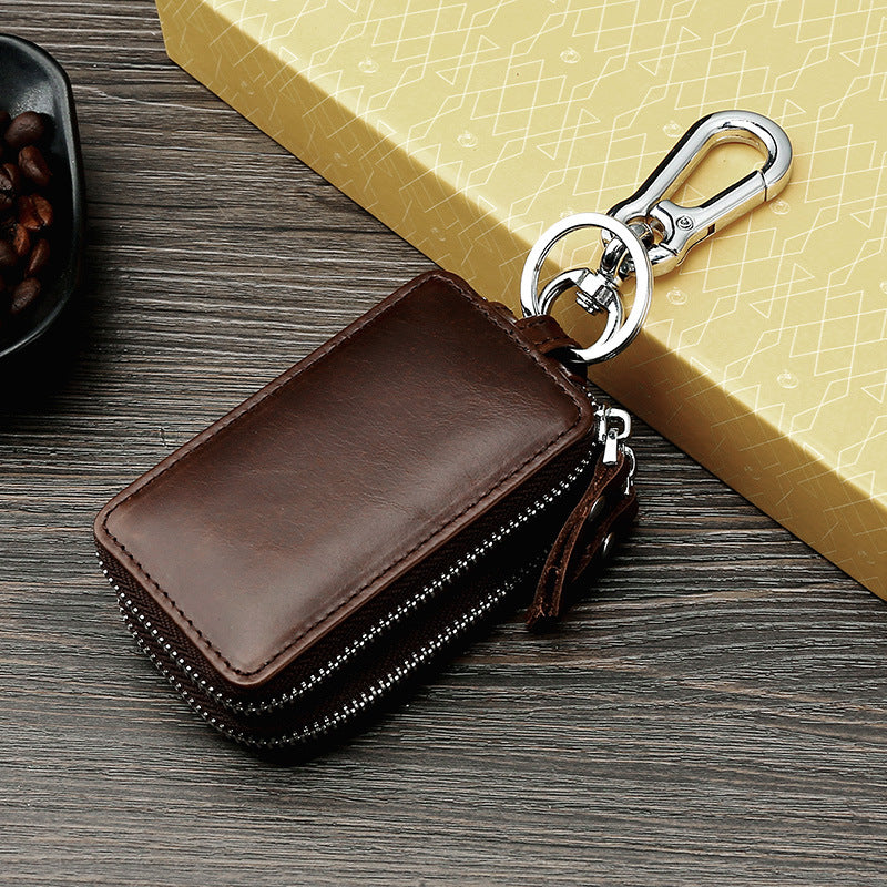 Fundas de cuero vintage para llaves de coche con doble cremallera.