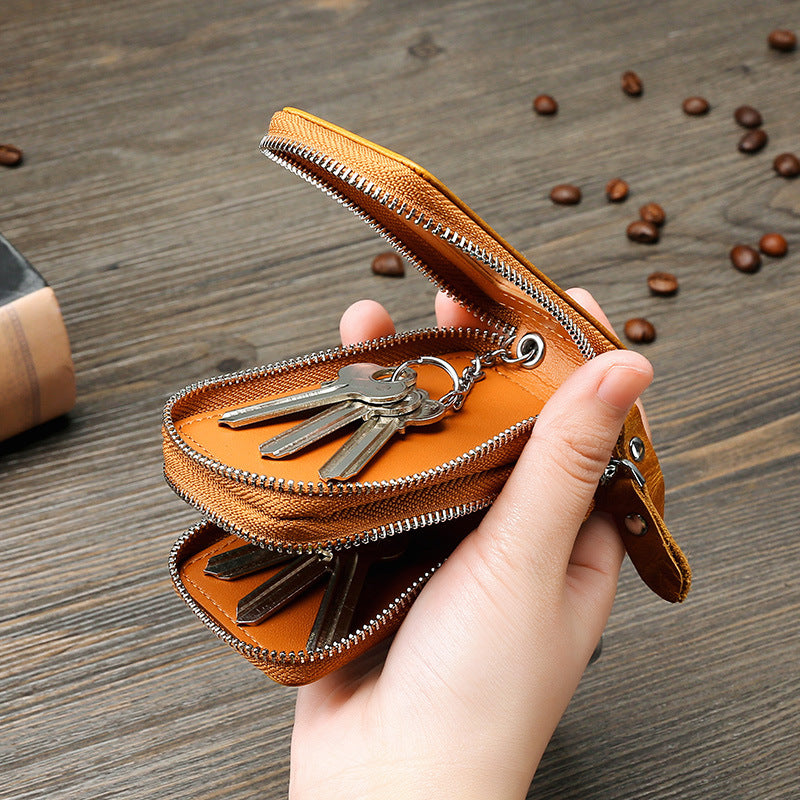 Fundas de cuero vintage para llaves de coche con doble cremallera.