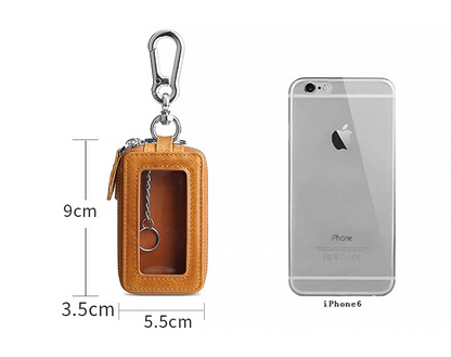 Fundas de cuero vintage para llaves de coche con doble cremallera.