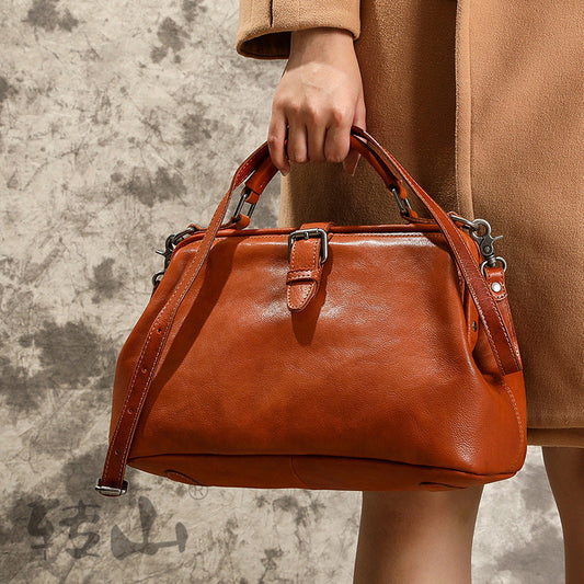 Bolsos de mano CARMEN de cuero curtido vegetal hechos a mano para mujer