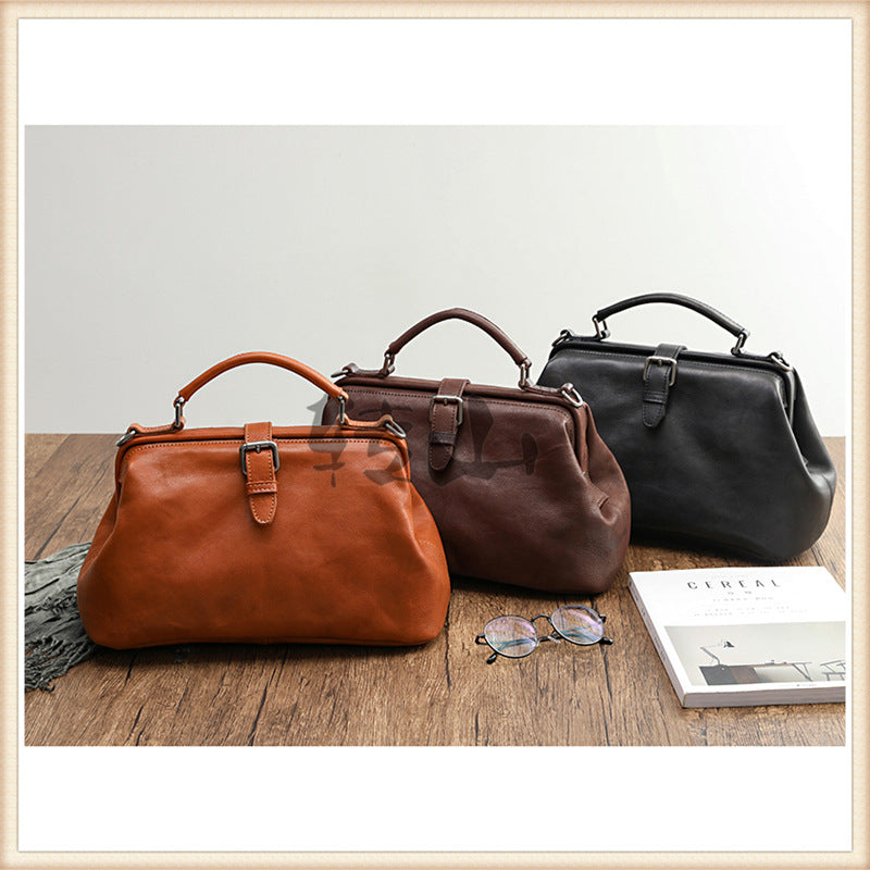 Bolsos de mano CARMEN de cuero curtido vegetal hechos a mano para mujer