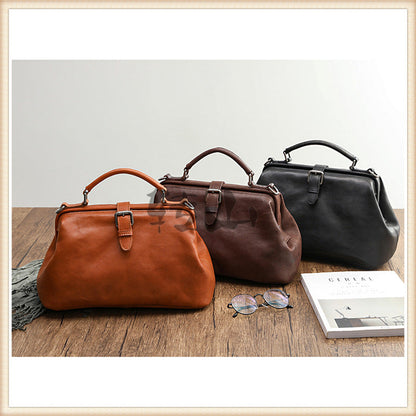 Bolsos de mano CARMEN de cuero curtido vegetal hechos a mano para mujer