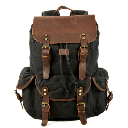 Mochila ANDES de senderismo informal de lona encerada con cordón ajustable estilo vintage