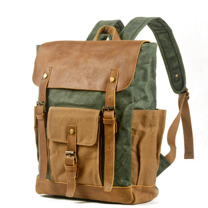Mochila PRAGA vintage impermeable de lona y cuero