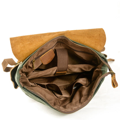 Mochila PRAGA vintage impermeable de lona y cuero