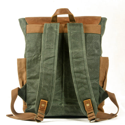 Mochila PRAGA vintage impermeable de lona y cuero