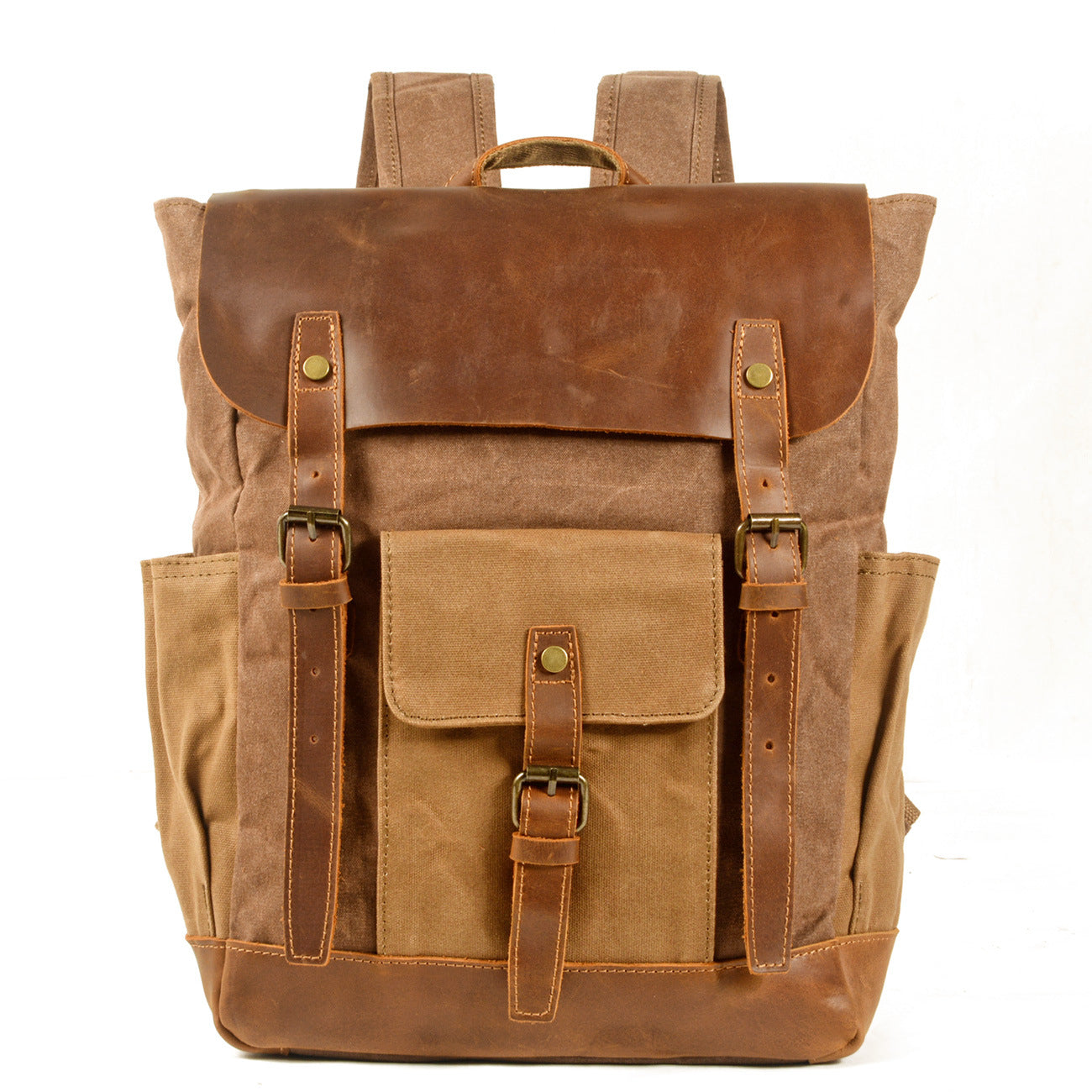 Mochila PRAGA vintage impermeable de lona y cuero