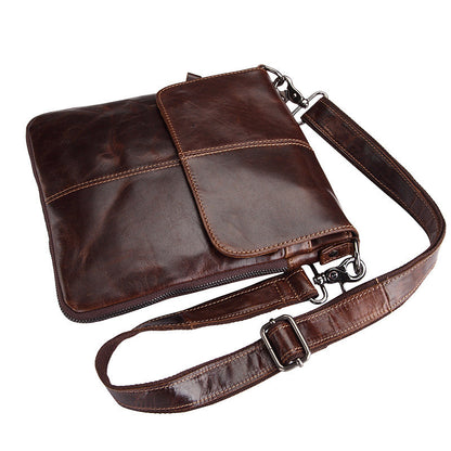 Bolso bandolera BERLIN de cuero vintage informal para hombre, compatible con iPad