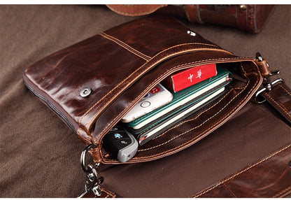 Bolso bandolera BERLIN de cuero vintage informal para hombre, compatible con iPad