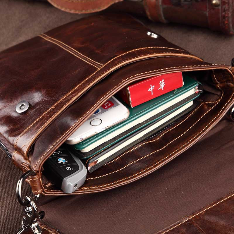 Bolso bandolera BERLIN de cuero vintage informal para hombre, compatible con iPad