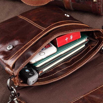 Bolso bandolera BERLIN de cuero vintage informal para hombre, compatible con iPad