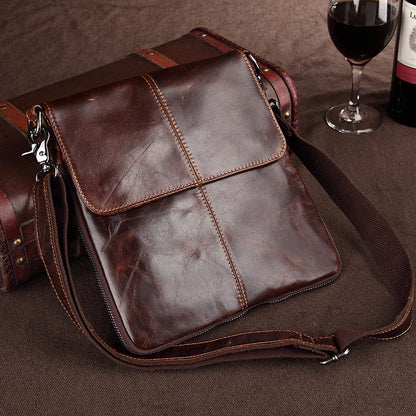 Bolso bandolera BERLIN de cuero vintage informal para hombre, compatible con iPad