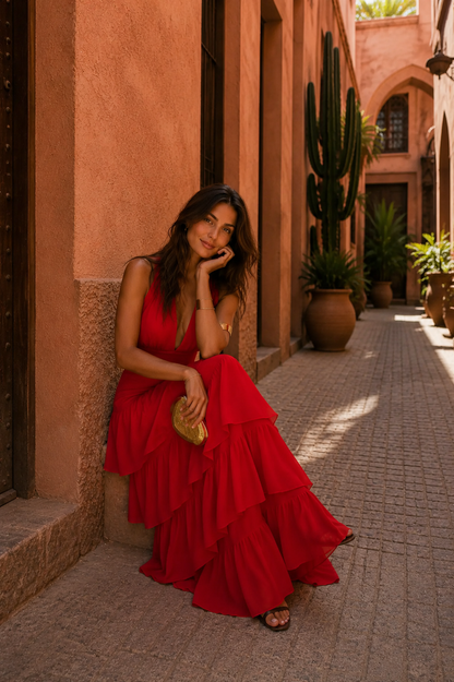 Vestido ESTER en Rojo con cuello Halter