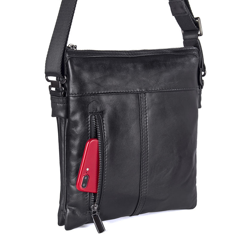Bolso DULO bandolera de cuero negro para hombre