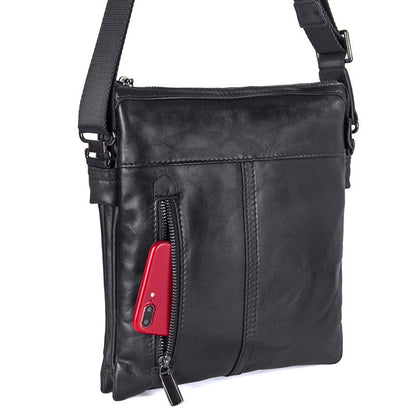 Bolso DULO bandolera de cuero negro para hombre