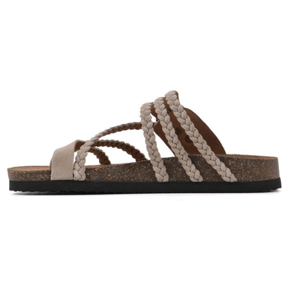 Sandalias RABÍ, de corcho tejido.