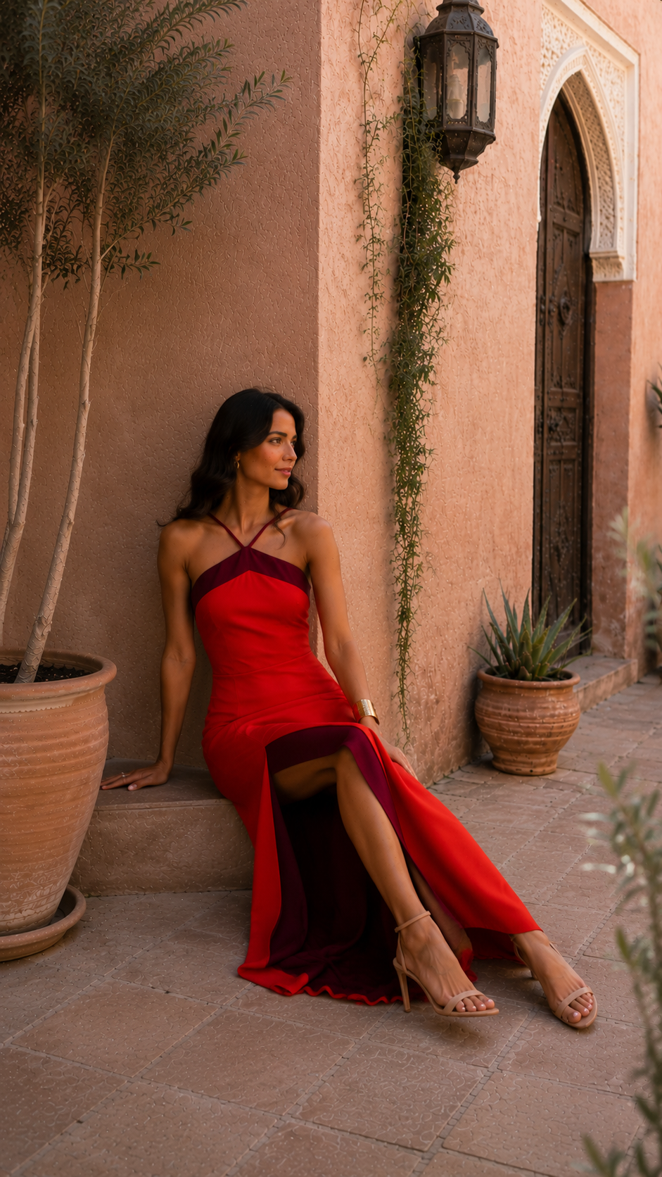 Vestido JULIANA  largo halter con abertura
