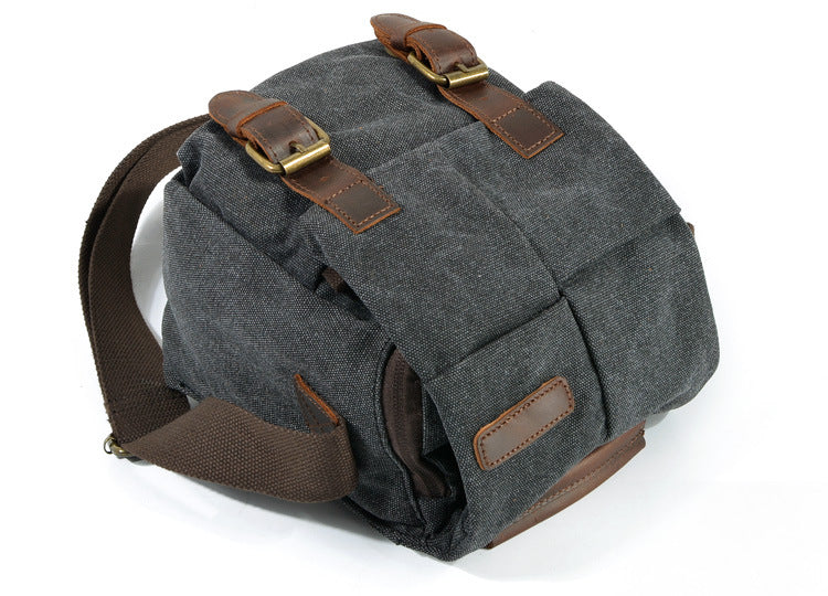 Bolso BALI para cámara de lona y cuero vintage impermeable.