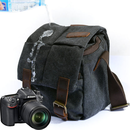 Bolso BALI para cámara de lona y cuero vintage impermeable.