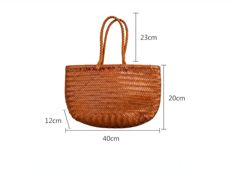 Bolsos CORA de mano de piel de vaca tejidos a mano para mujer