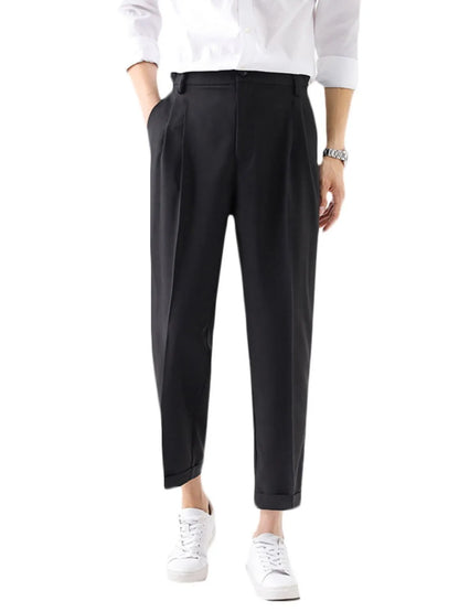 Pantalón YORK de corte recto con pinzas, básico y liso de hombre.