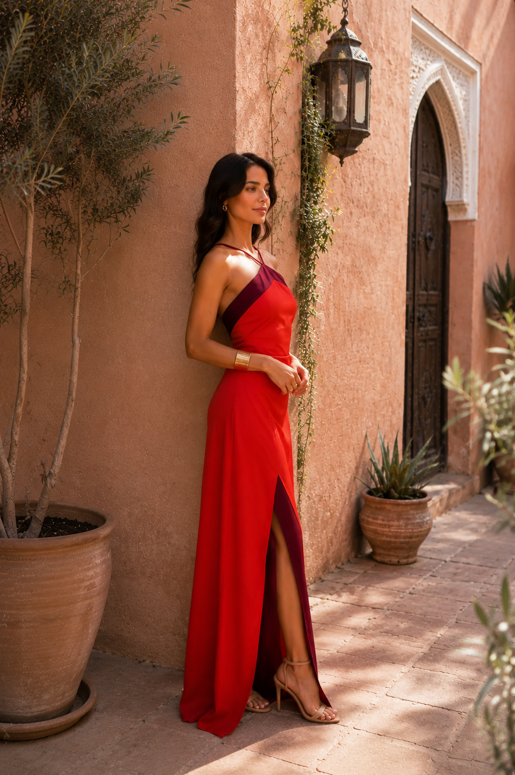 Vestido JULIANA  largo halter con abertura