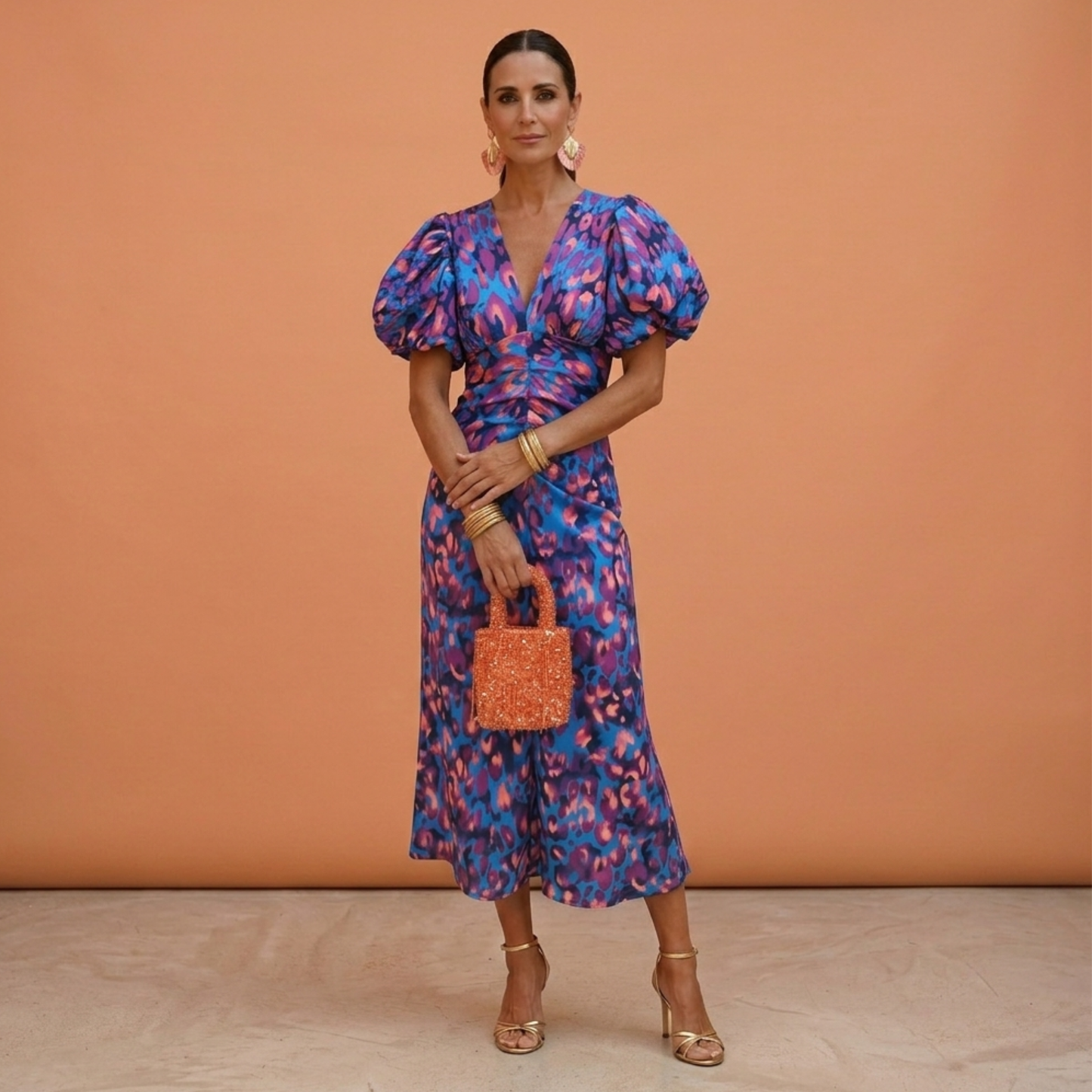 Vestido GRACE primavera mujer escote V con mangas abullonadas – estilo elegante femenino