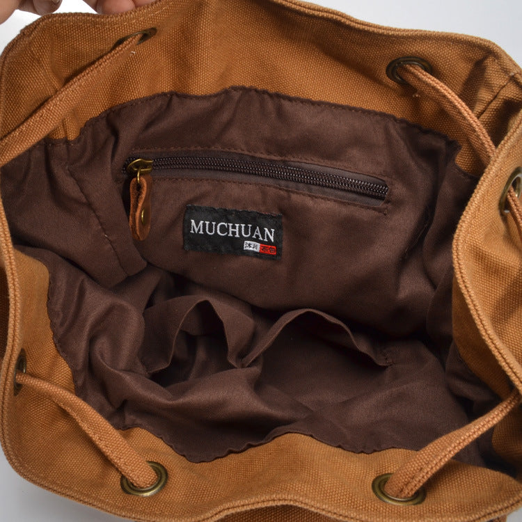 Mochila informal CAIRO de lona y cuero con gran capacidad de almacenamiento estilo retro
