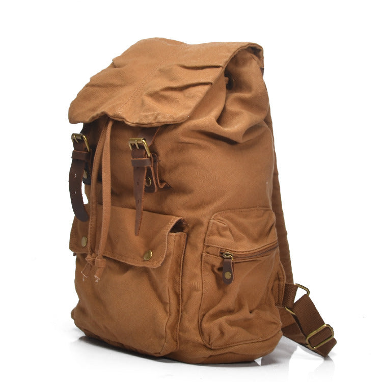 Mochila informal CAIRO de lona y cuero con gran capacidad de almacenamiento estilo retro