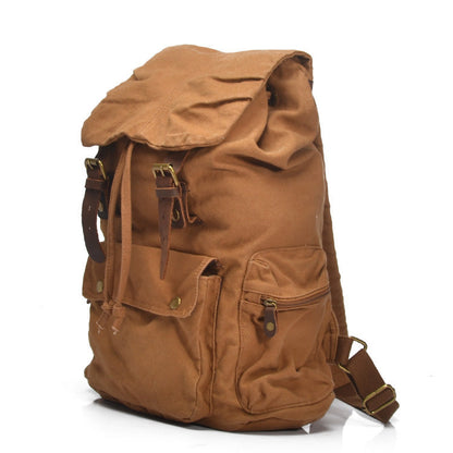 Mochila informal CAIRO de lona y cuero con gran capacidad de almacenamiento estilo retro
