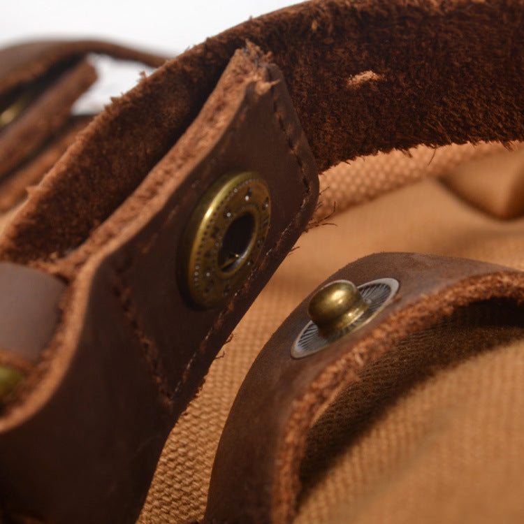 Mochila informal CAIRO de lona y cuero con gran capacidad de almacenamiento estilo retro
