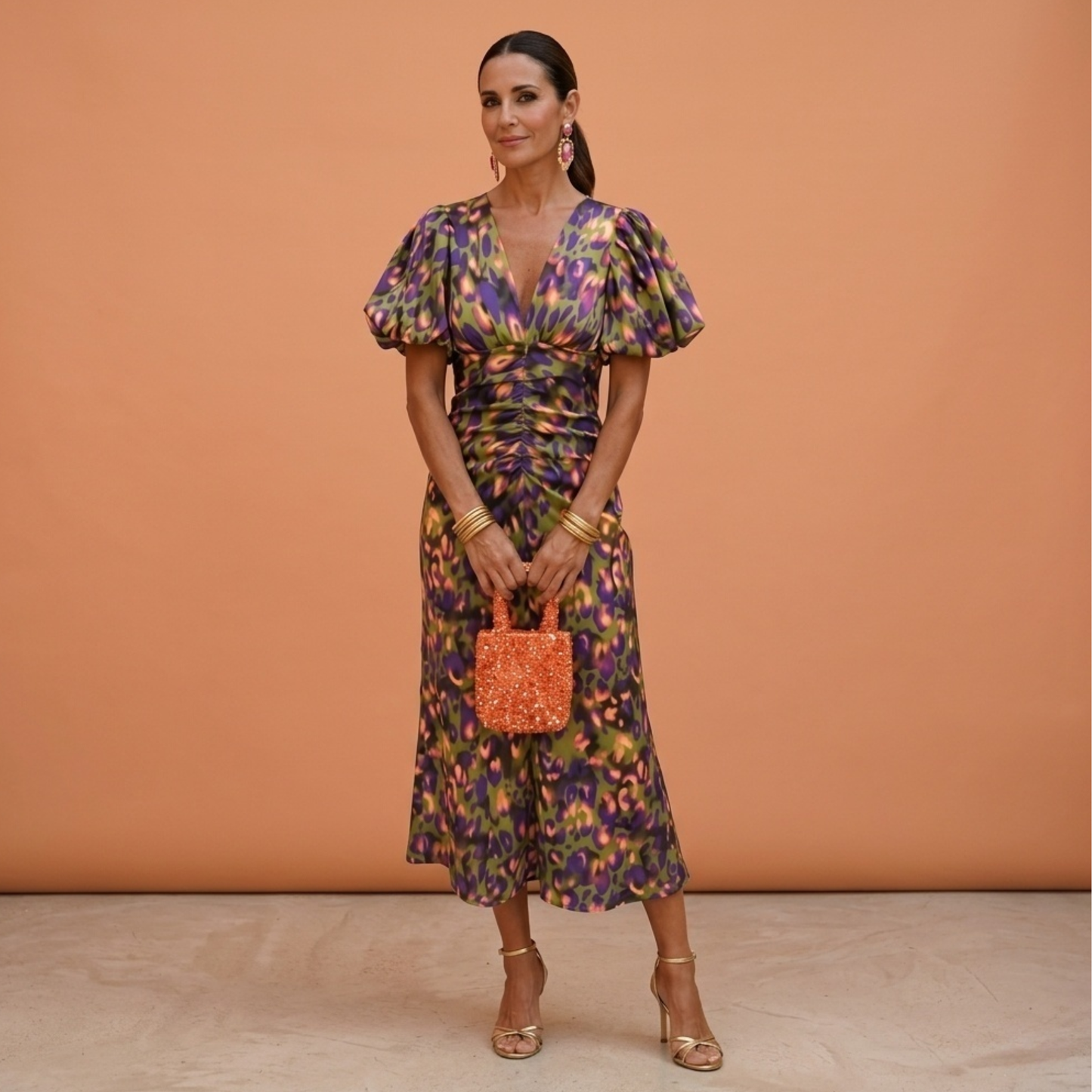 Vestido GRACE primavera mujer escote V con mangas abullonadas – estilo elegante femenino
