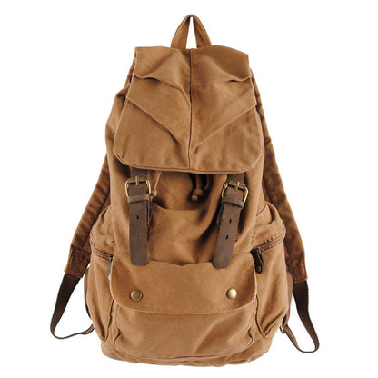 Mochila informal CAIRO de lona y cuero con gran capacidad de almacenamiento estilo retro