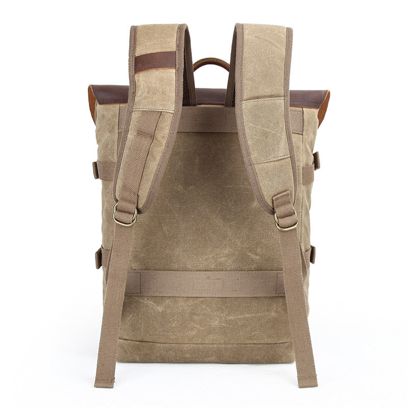 Mochila POOL vintage de lona encerada y cuero para cámara réflex