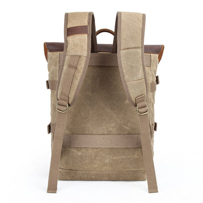 Mochila POOL vintage de lona encerada y cuero para cámara réflex